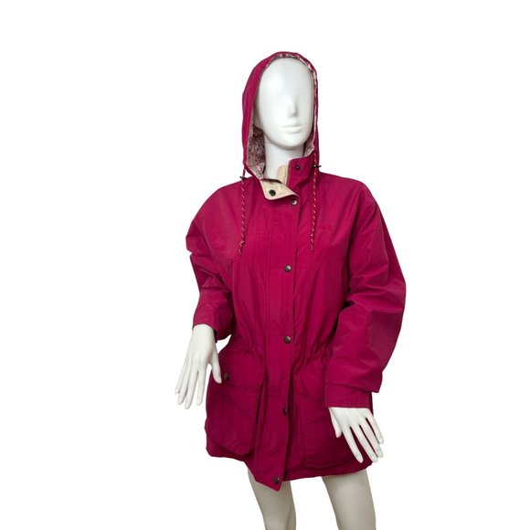 Northern Reflections Vintage Women’s Jacket S Hot Pink Hood Zip Snaps Pockets - Picture 1 of 16